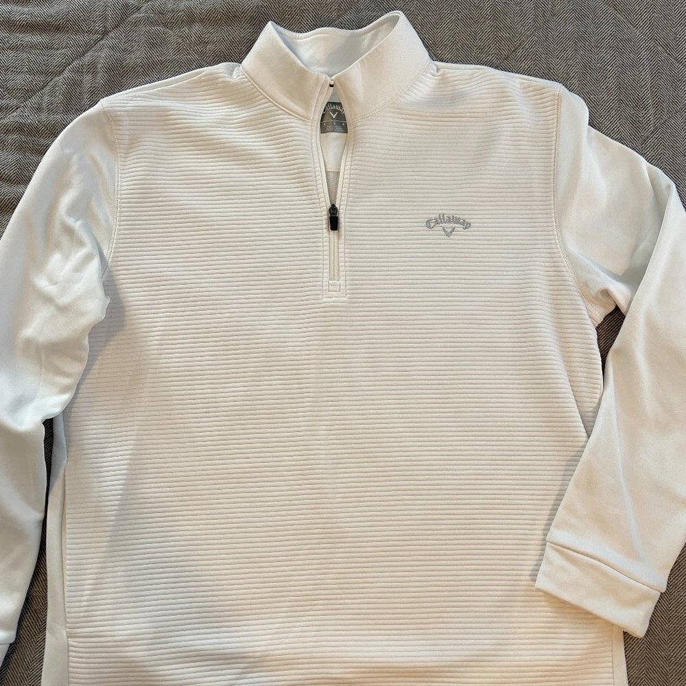 White Callaway 1/4 Zip Sweater